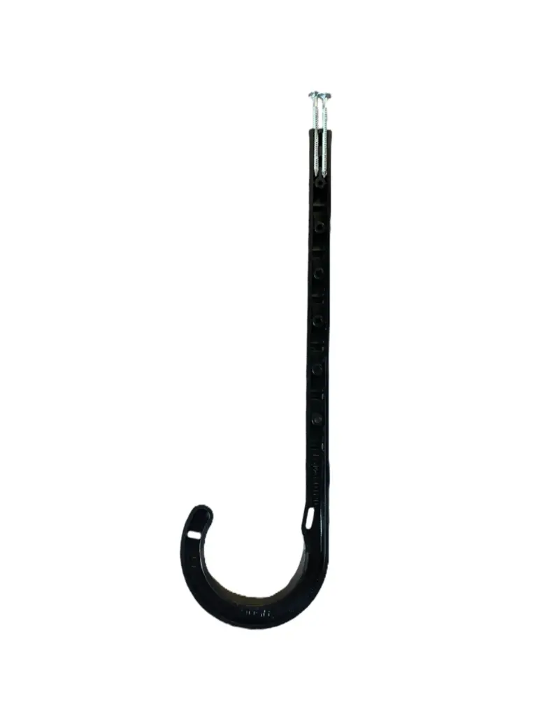 1 1/2" x 8" J-Hook Plastic Pipe Hanger (Black)